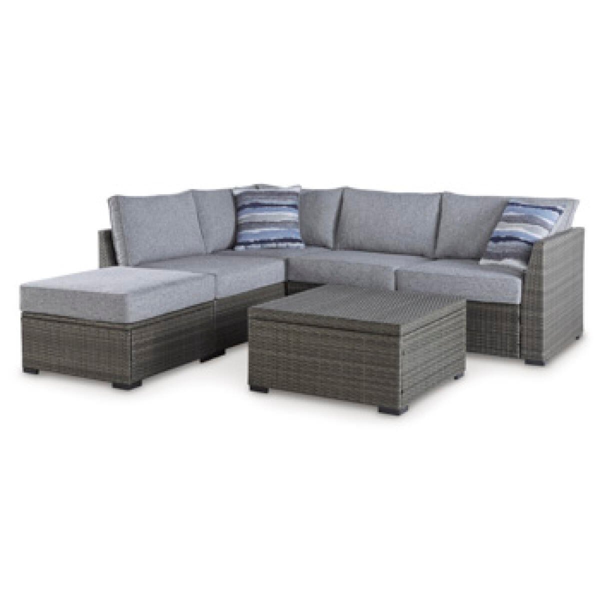 b894f6aa03dcb61090acac1cc953f211 Petal Road Outdoor Loveseat Sectional/Ottoman/Table Set (Set of 4) - Image 1