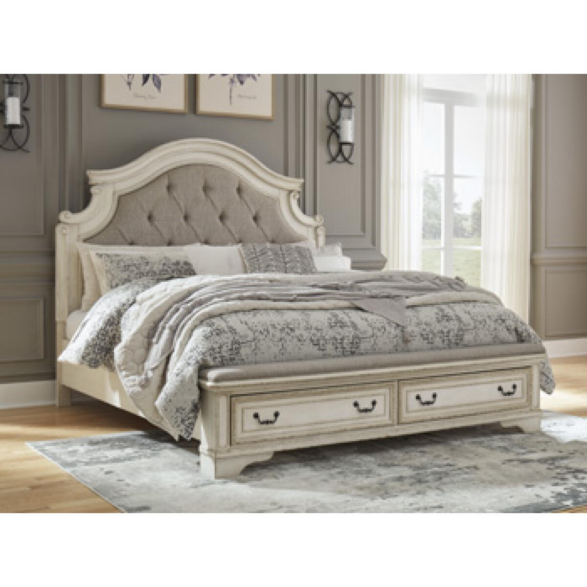 159d2d95896f28b59093c6ed62f6aeb4 Realyn California King Upholstered Storage Bed - Image 1