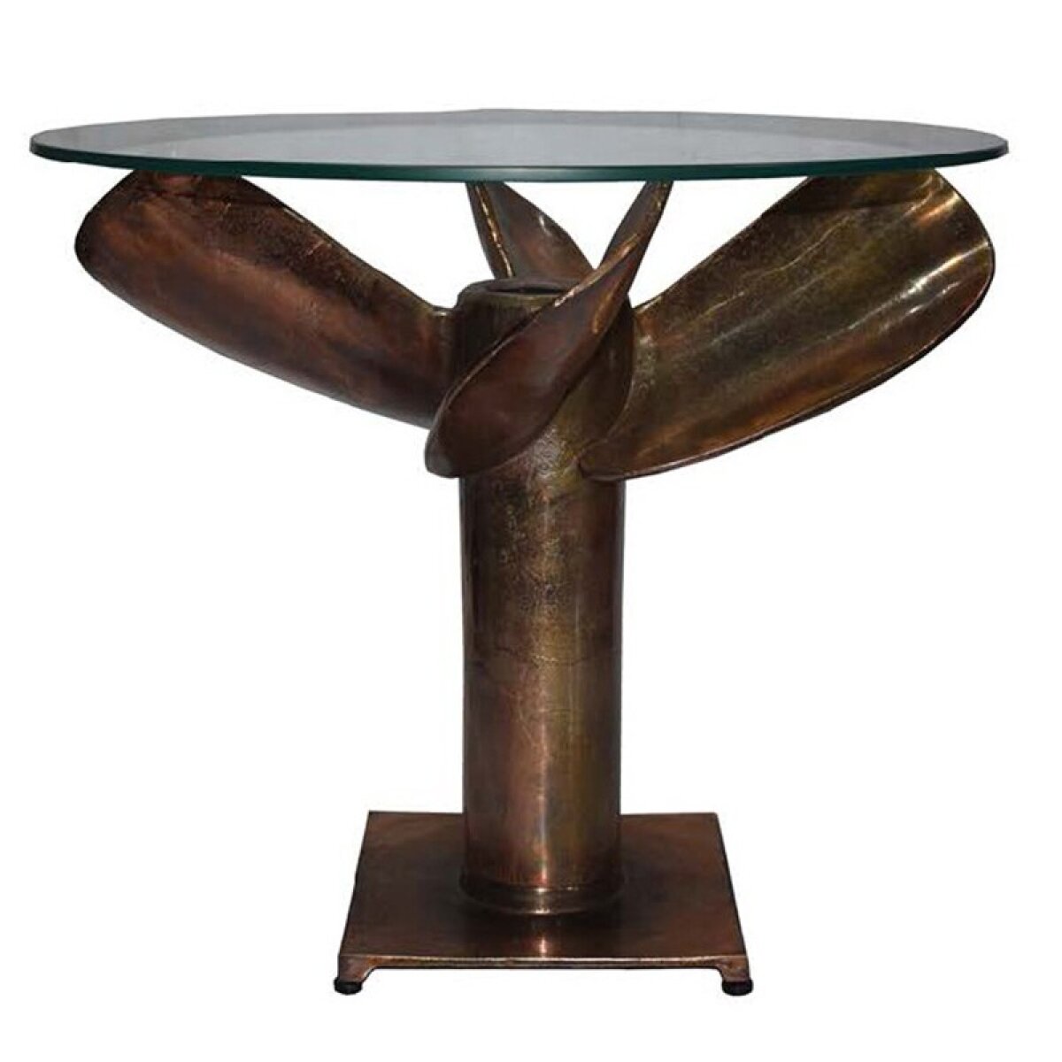 001b8d019918d68e3938abfd05b72941 Emelia End Table Cast Metal Propeller Side Table In Antique Bronze - Image 1