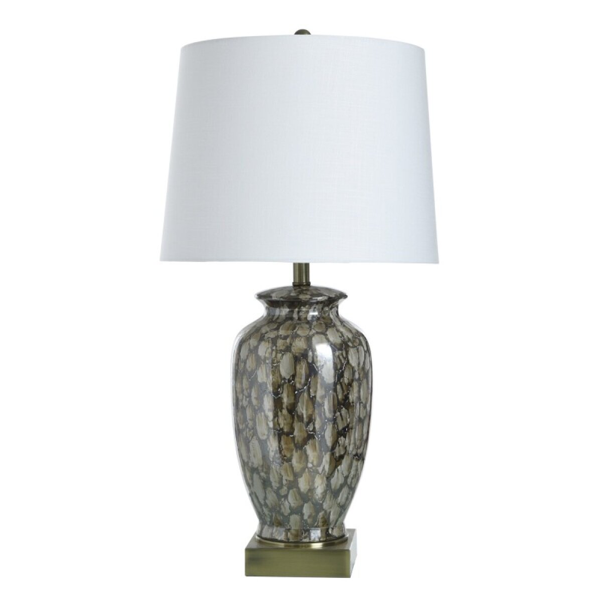 0314155eee1d93397c4df80c8536c553 Reactive Glaze Table Lamp Traditional Urn Shaped In Speckled Brown Finish On Ceramic - Image 1