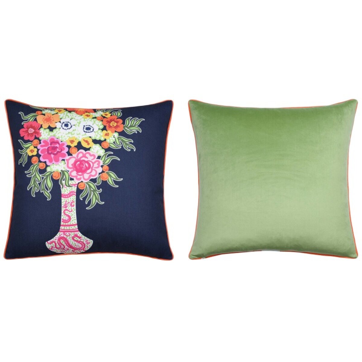 0334144d71dc4e71242d65ee6abcccb8 Dann Foley Lifestyle Double Sided Pillow Floral Print And Green Velvet Pillow - Image 1
