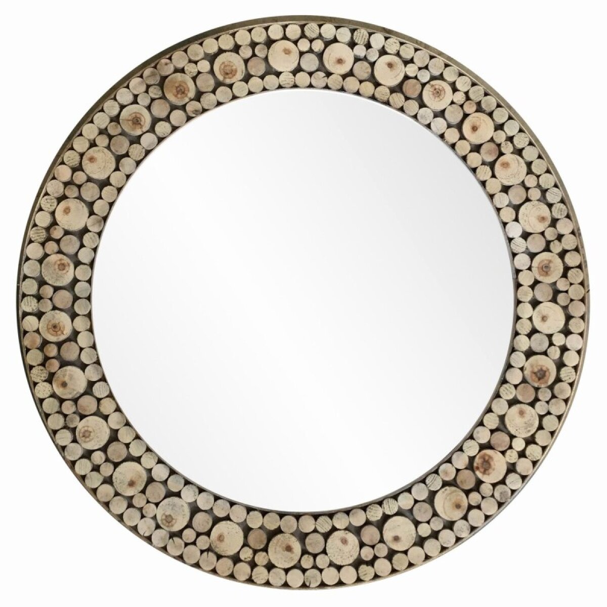 0393121eb455cdd96cec9f5bee8e1984 Log Mosaic Mirror Natural Wooden Round Wall Mirror - Image 1