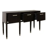 Dark Console Three Drawer Console Table Brushed White On Pine Veneer - Image 3