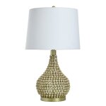 Medero Beaded Table Lamp Natural Fir Wood Beaded Body With Matte Gold Accents