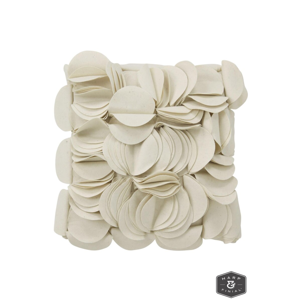 03efc2100b2635d4e91d285078b8d2a7 Reed Pillow- Ivory | Felt Petals On Felt | Down Feather Insert - Image 1