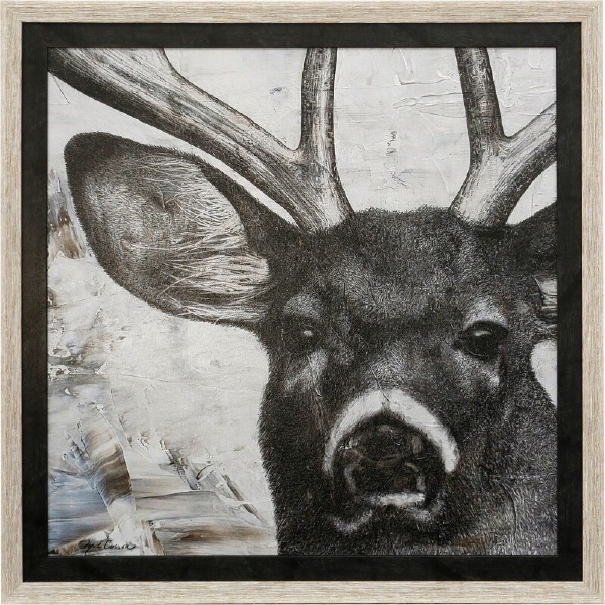 046a48c0c860ab93e42e704c85abcc93 Deer Portrait Textured Framed Deer Print - Image 1
