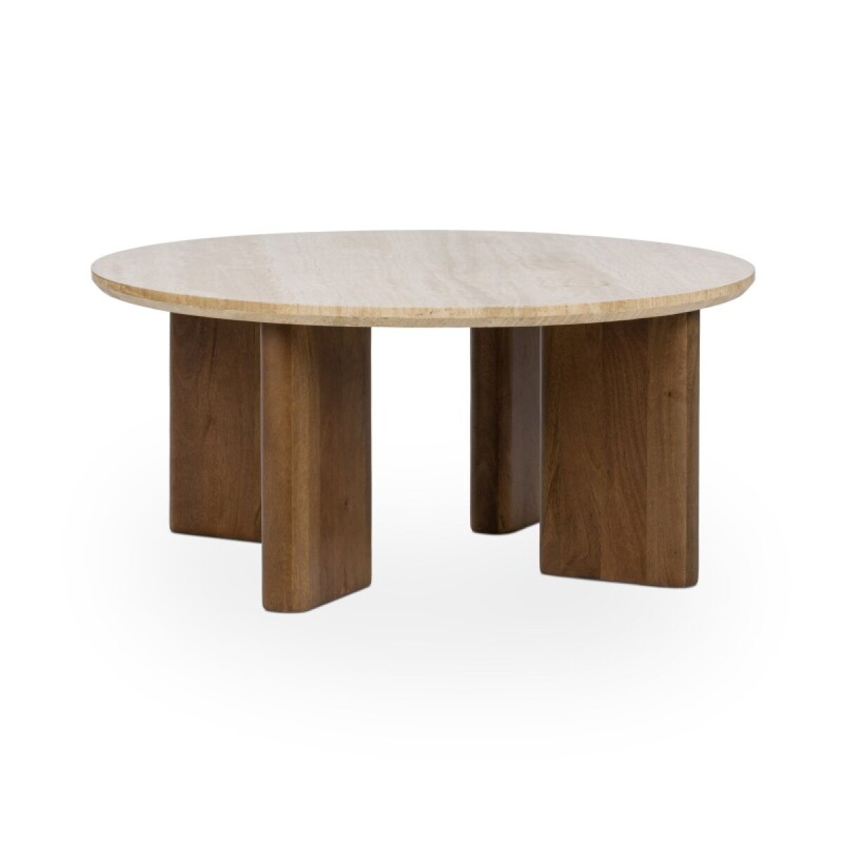 051e0c1036fe91bc697b6675bd7b225a Idella Travertine Round Coffee Table - Tan - Image 1