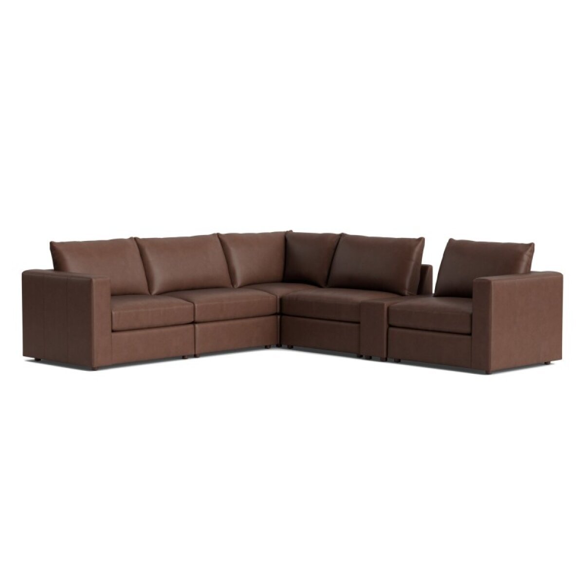 06c05688076d1facbba8bb56fbbce817 Beckham Track Arm Leather Modular Sectional with Console - Image 1