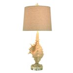 Porthaven Tan Coastal Table Lamp With Open Conch Shape And Acrylic Accent - Image 8