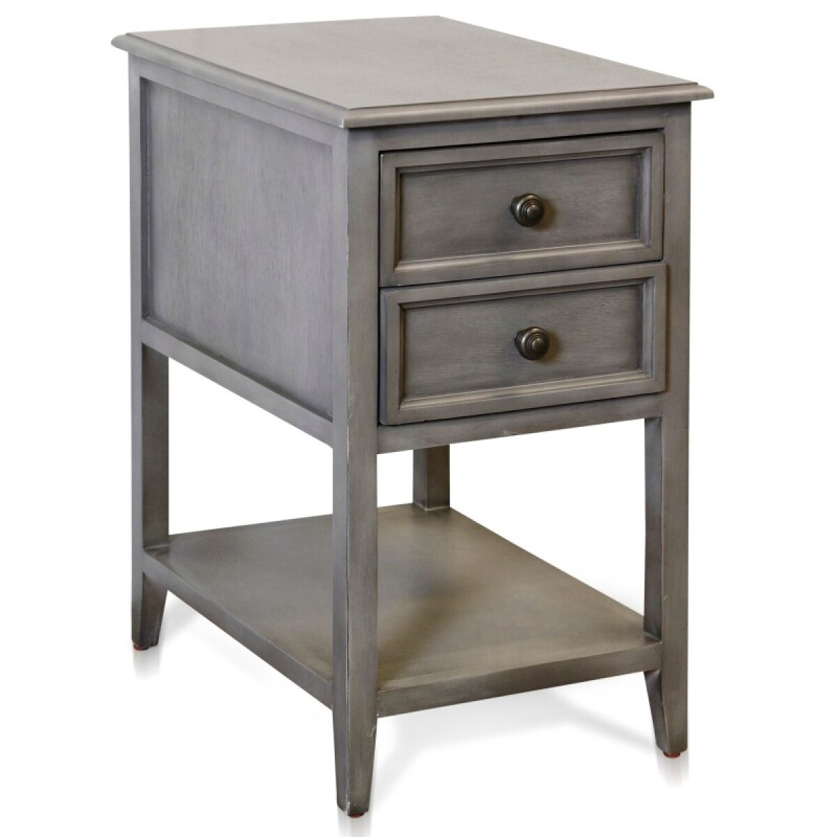 0784ac434161f246ef528318afda6f09 Vintage Gray Two Drawer Side Table - Image 1
