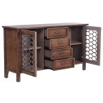Scallop Sideboard Four Drawer And Two Door Silver And Natural Wood Finish - Image 3