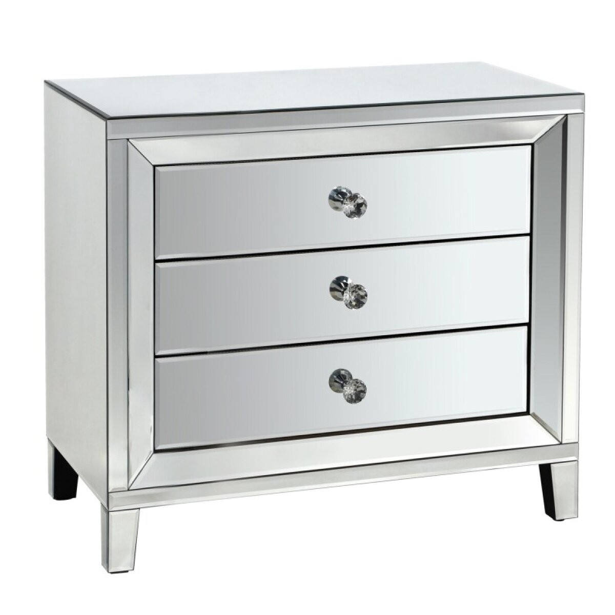 07fbd3f646a9f35a605e680207792f80 3 Drawer Mirrored Chest - Image 1