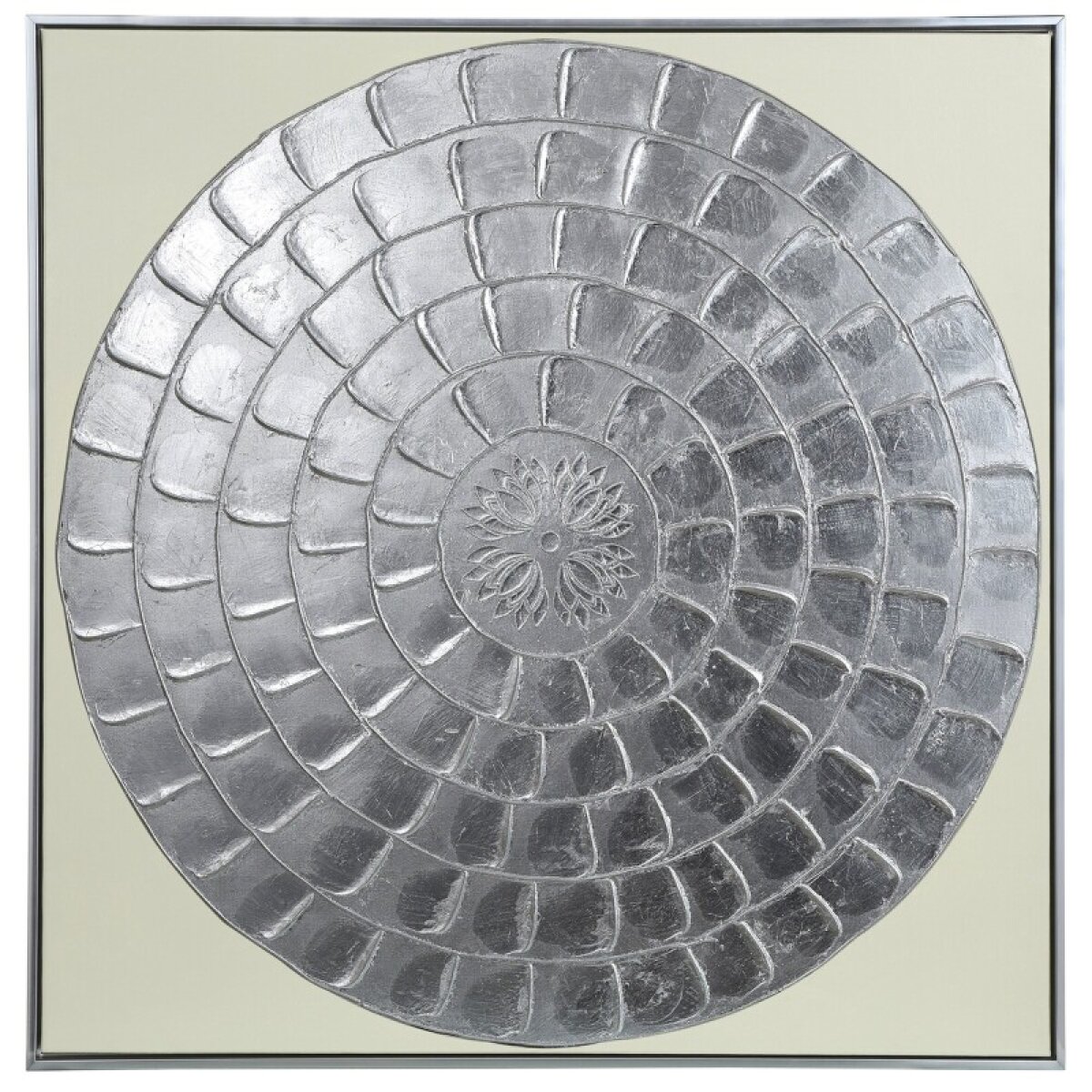 087781ee532e0a65bac90421cc0932a9 Silver Wheel I Hand Embellished Framed Canvas - Image 1
