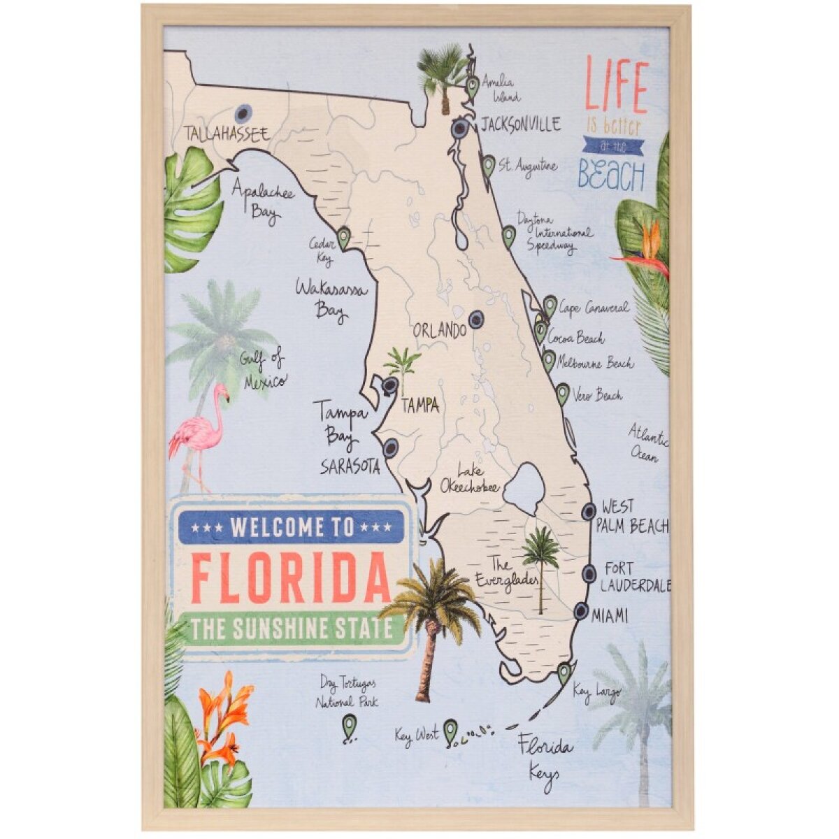 08c8e8697292548109aaf492e7126d08 Florida Map Textured Framed Print - Image 1