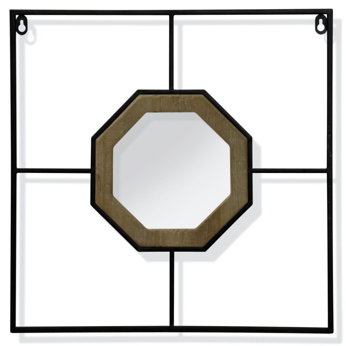 095a3837f634b2fa0502ff3915512053 Hextile Square Black Iron Outer Frame Inner Wood Hexagon Framed Wall Mi - Image 1