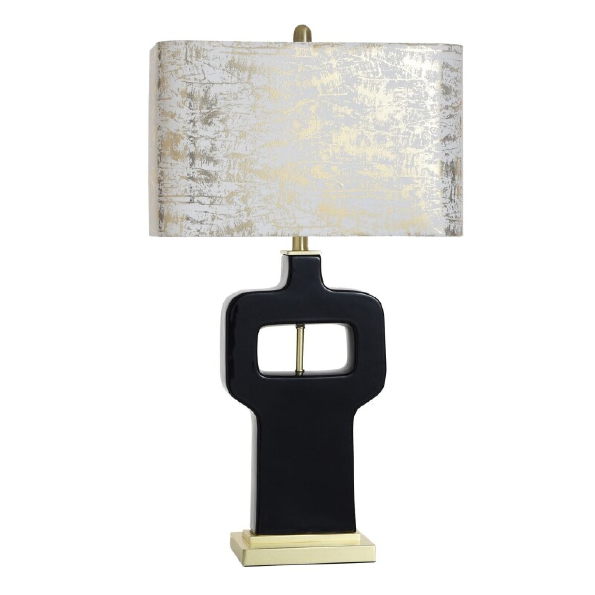 095d101bcb79b69b52bdbb0999fc87a3 Norman Wyatt Home Prelude Gloss Black With Gold Ceramic Table Lamp 32in - Image 1