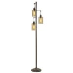 Bronze With Champagne Pendant Dimpled Glass Shade Floor Lamp With