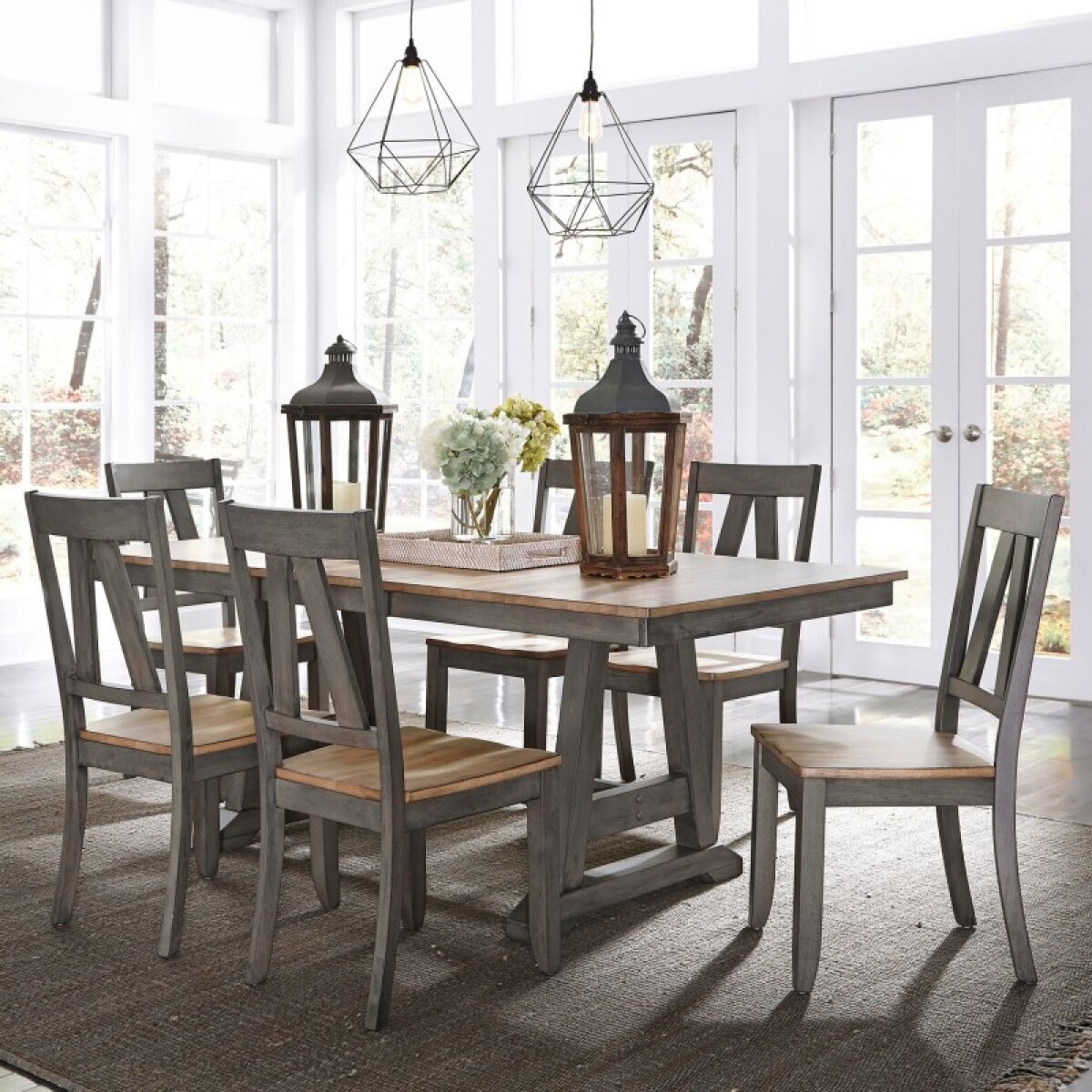0995e0e96d797bb6f7f1dcd15ca19edb Lindsey Farm 7 Piece Trestle Table Set - Image 1