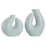 Norman Wyatt Home Spa Blue Set Of 2 Ceramic Vase 16in