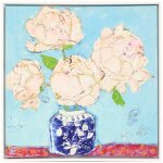 Vase Of Peonies Agua Coral Manufactured Framed Canvas