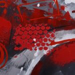 Astract Contemporary Hand Embellished Oil Painting In Series Tied Together By Brushed Aluminum Pip - Image 6