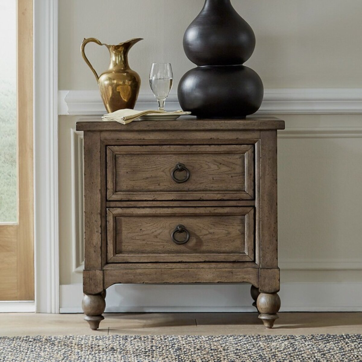 0b8afd3c2f9891f1456bc14500016c5c Americana Farmhouse 2 Drawer Night Stand w/ Charging Station - Image 1