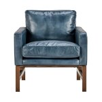Chazzie Leather Club Chair - Ocean Blue - Image 3