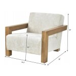 Honey Stain & Beige Timberline Club Chair Made Of Solid Rubberwood Wht Taupe Fabric Seat & Back - Image 6