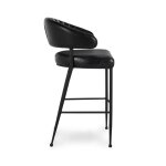 Umbria Leather Bar Stool - Midnight Raven - Image 3