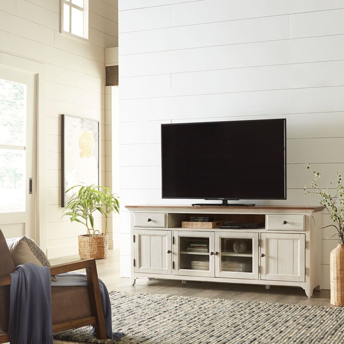 0c671b1d115cdfe792cae4e5fccb1d49 Farmhouse Reimagined Entertainment TV Stand - Image 1