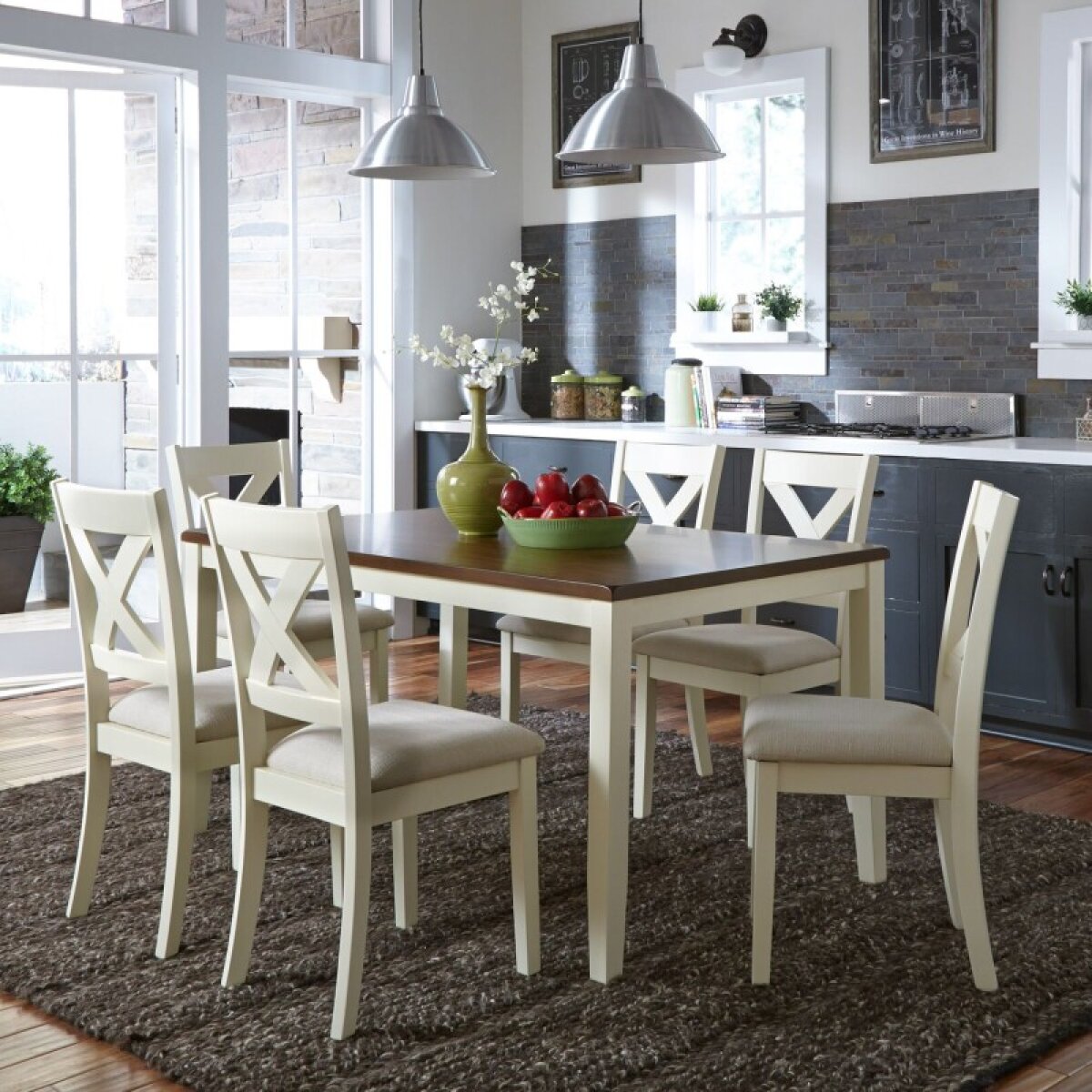 0d178f836977c8c31ff9b59ff34ab346 7 Piece Rectangular Table Set - Image 1