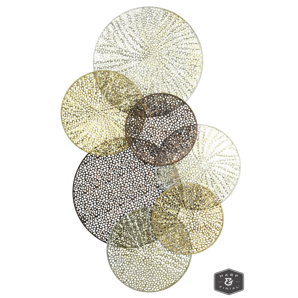 0d469b1ce2e8a879d94c826fad73dc9e Sahara Metal Art | Gold Silver And Iron Finish On Metal Disk Wall Sculpture - Image 1