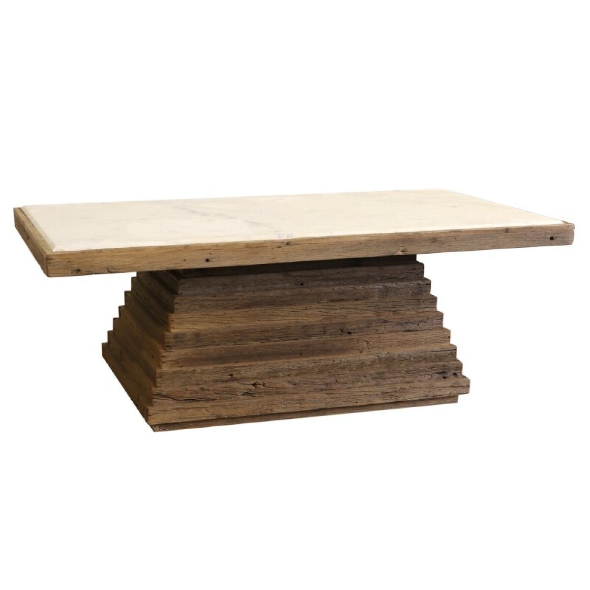 0d5bc1d71cabcd14ff7e1d17f71c4dcf Trellis Natural Reclaimed Wood Coffee Table With Marble Top - Image 1