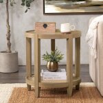 Devin Solid Wood Round End Table - Khaki Mist - Image 9
