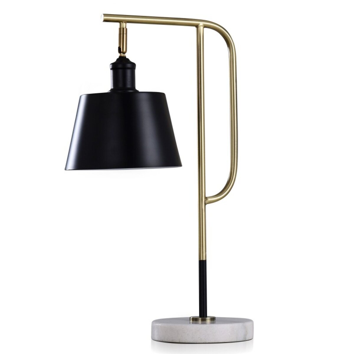 104d0c06e5c2d6791ad17d4c73f836e0 Canella Gold Contemporary Steel & Marble Base Desk Lamp With Adjustable Position Shade - Image 1