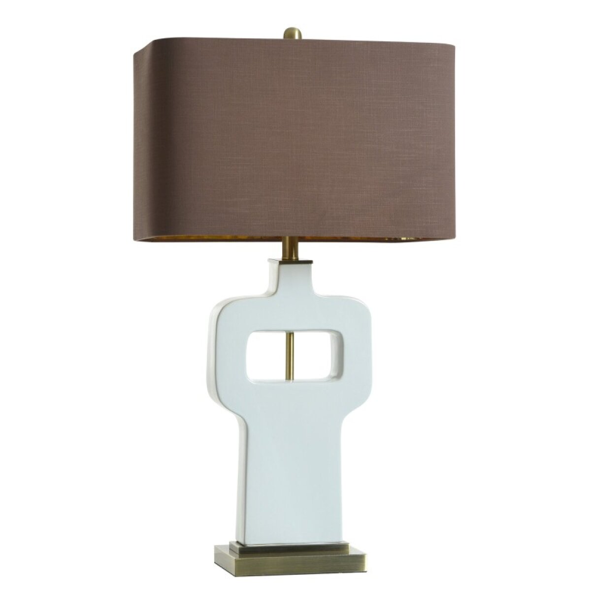 107d8318de123d1bf6df0e1e66635665 Norman Wyatt Home Prelude White With Antique Brass Ceramic Table Lamp 32in - Image 1