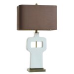 Norman Wyatt Home Prelude White With Antique Brass Ceramic Table Lamp 32in