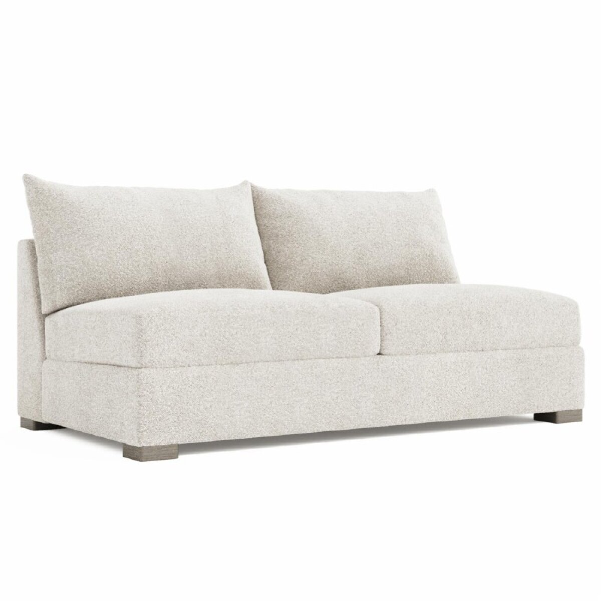 10a3246feada7b21bbdb869acf0202c8 Helena Fabric Armless Loveseat Without Pillows Wood Foot - Image 1
