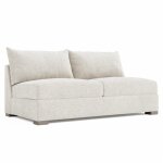 Helena Fabric Armless Loveseat Without Pillows Wood Foot