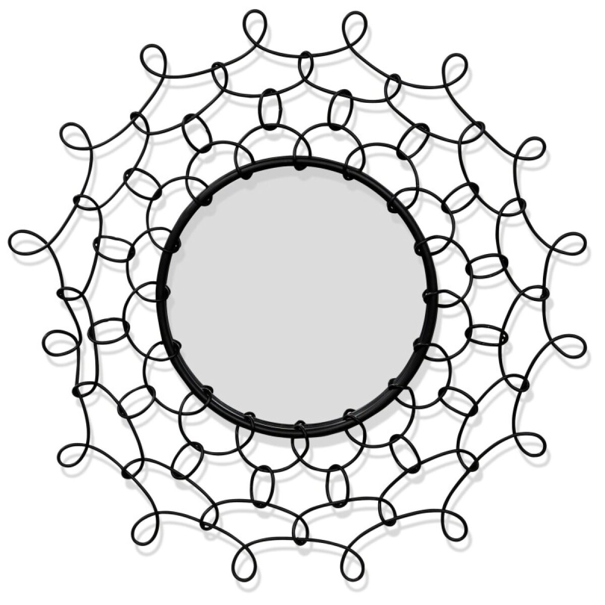 1109e6ca29cb057a7ce89cc1e07f156f Black Chain Link Round Wall Mirror With Black Metal Open Looped Frame - Image 1