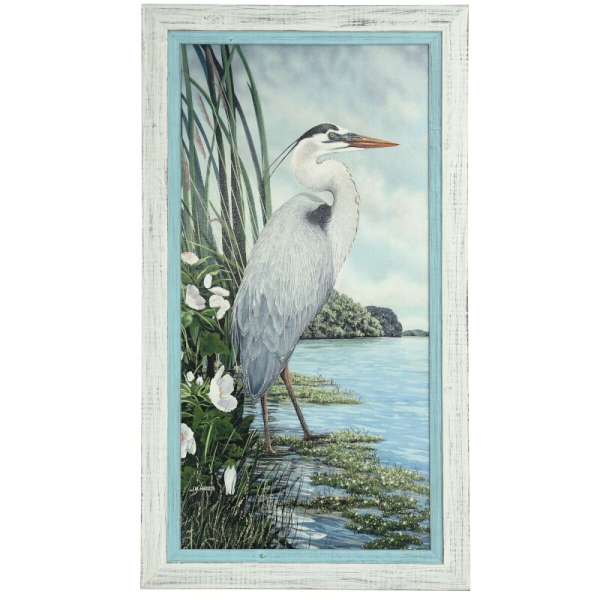 1135c254cd414857dd153e434e7fafdd Great Blue Heron Textured Print Custom Framed - Image 1