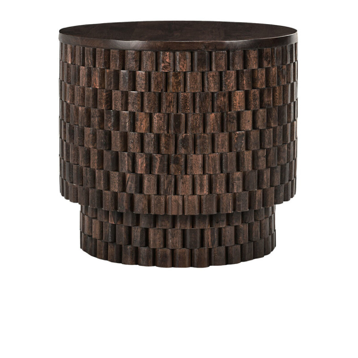 11ec9a7c47b988013ac4a04b95726949 Norwood Solid Wood Round End Table - Bark Brown - Image 1