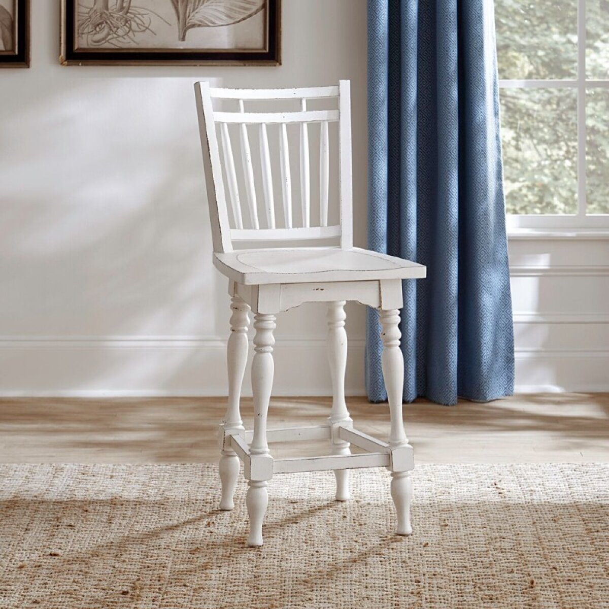 12398169c94e5dd57ba7737c3471527a Magnolia Manor Spindle Back Swivel Counter Height Chair - Image 1