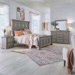 Big Valley King Panel Bed, Dresser & Mirror, Night Stand