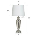 Polished Nickel Steel Table Lamp With Urn Base And Linen Hardback Shade 150 Watts - Image 6