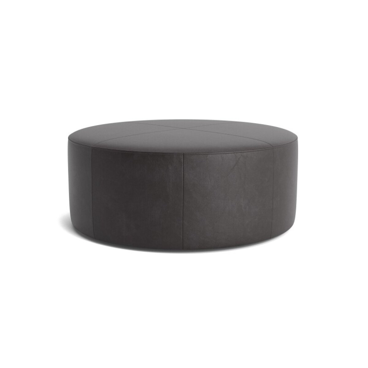 12f4dbfd0d68dd6864fe55d6e2764486 Kelly Leather Round Ottoman - Image 1