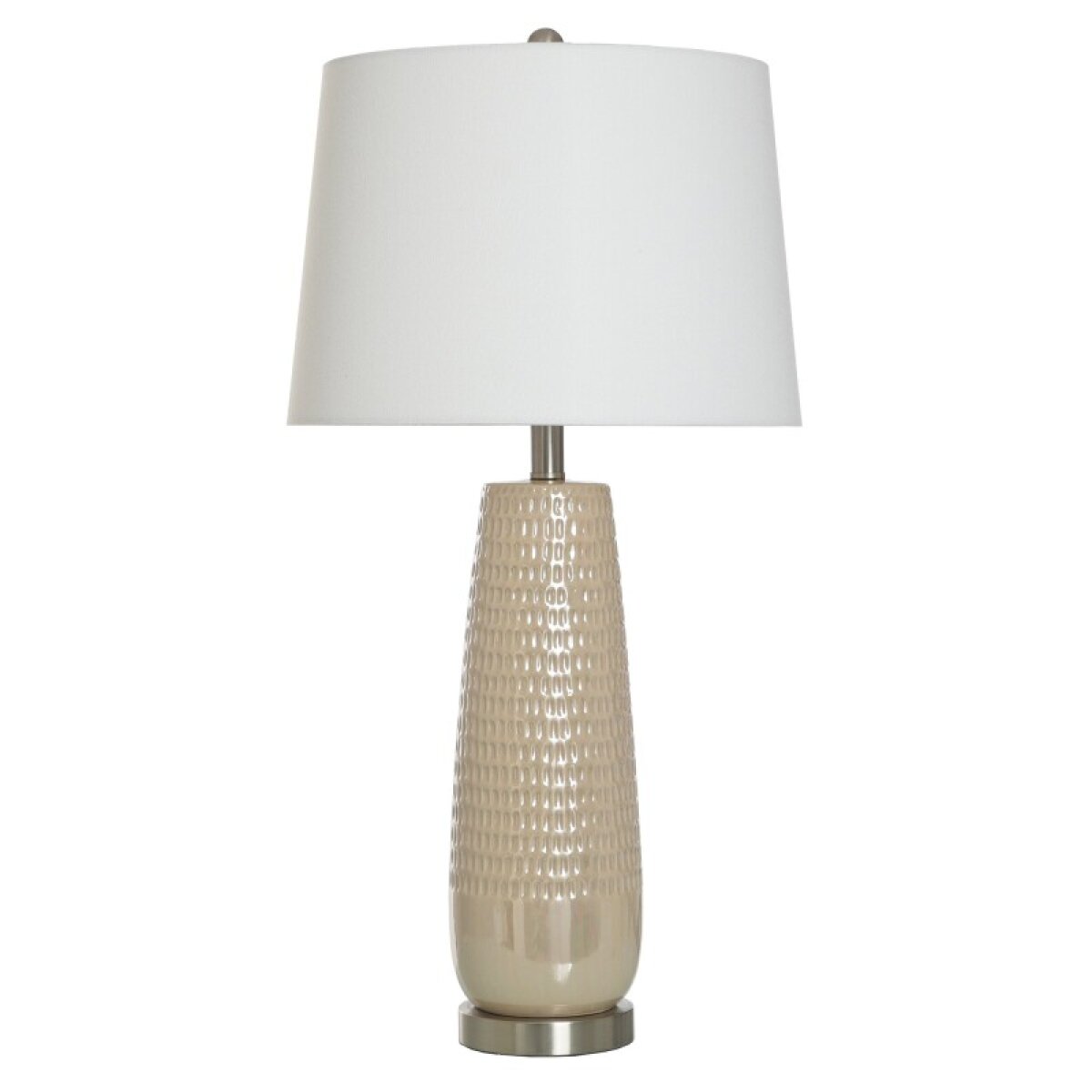 13b430355077c9383e744e673f178342 Starlite Cream Ceramic Table Lamp Dimpled Luster Cream Finish 150 Watts - Image 1