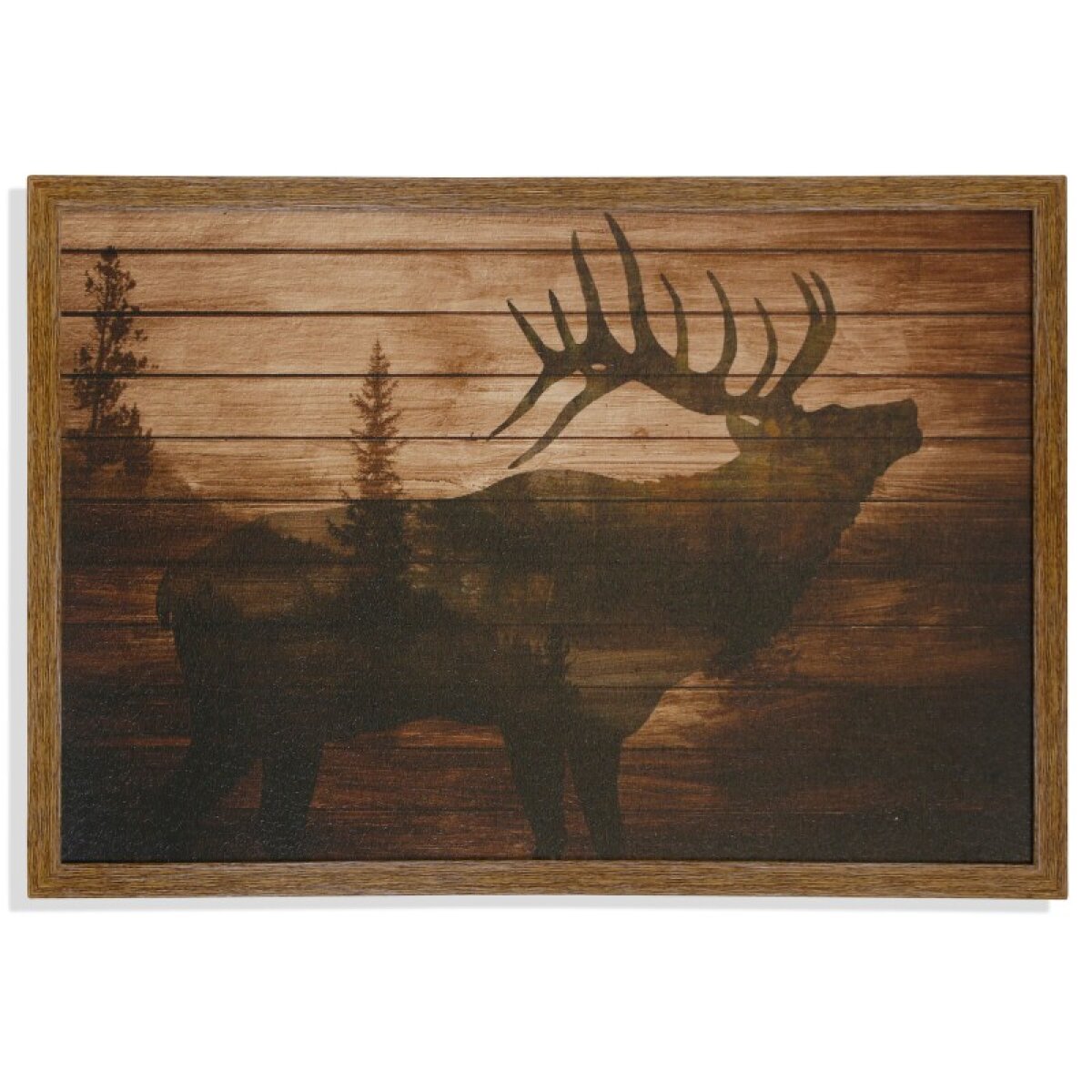 141453d76e29e94ee20814a2d6be3b32 Elk Woodstextured Framed Print - Image 1