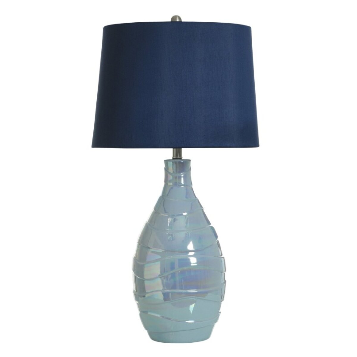 14662394de8fb4c9039aac5f0a079e8d Norman Wyatt Home Crest Pearlescent Blue Ceramic Table Lamp 33in - Image 1