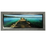 Hues Of Blue Looking Out From The Pier Print And Framed In Weathered Moulding